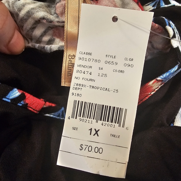 Multi-Coloured Bellina Women's Tropical Sleeveless Pajama Top - Picture 4 of 7